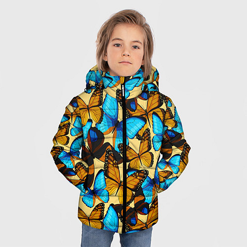 Зимняя куртка для мальчика Бабочки / 3D-Черный – фото 3