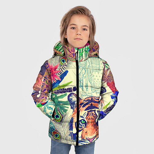 Зимняя куртка для мальчика Индийский тигр / 3D-Черный – фото 3