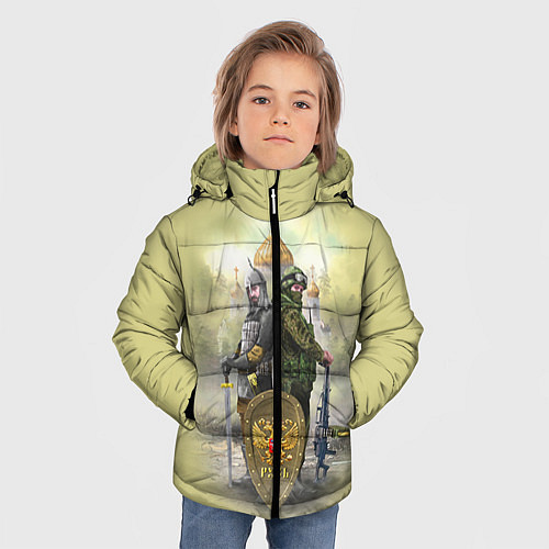 Зимняя куртка для мальчика Имперская русь / 3D-Черный – фото 3