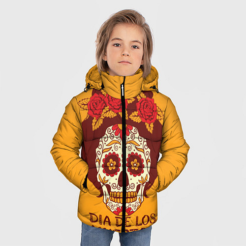Зимняя куртка для мальчика Мексиканский череп / 3D-Светло-серый – фото 3