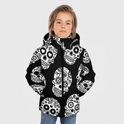 Зимняя куртка для мальчика Черепа / 3D-Светло-серый – фото 3