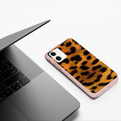 Чехол iPhone 11 матовый Шкура леопарда, цвет: 3D-светло-розовый — фото 2