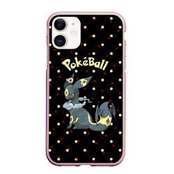 Чехол iPhone 11 матовый Pokeball, цвет: 3D-светло-розовый