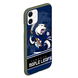 Чехол iPhone 11 матовый Toronto Maple Leafs, цвет: 3D-темно-зеленый — фото 2