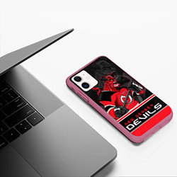 Чехол iPhone 11 матовый New Jersey Devils, цвет: 3D-малиновый — фото 2