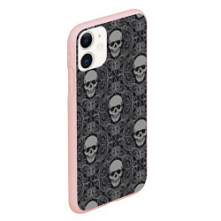 Чехол iPhone 11 матовый Ажурные черепа, цвет: 3D-светло-розовый — фото 2