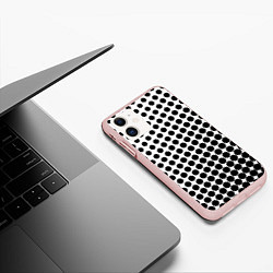 Чехол iPhone 11 матовый Белый в горошек, цвет: 3D-светло-розовый — фото 2