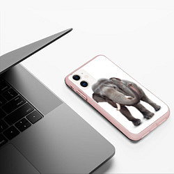 Чехол iPhone 11 матовый Большой слон, цвет: 3D-светло-розовый — фото 2