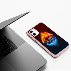 Чехол iPhone 11 матовый Огонь против воды, цвет: 3D-светло-розовый — фото 2