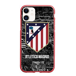 Чехол iPhone 11 матовый Атлетико Мадрид, цвет: 3D-красный