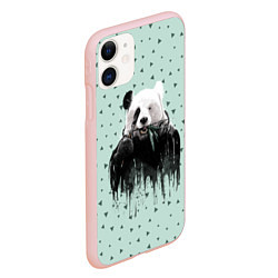 Чехол iPhone 11 матовый Панда-художник, цвет: 3D-светло-розовый — фото 2