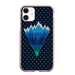 Чехол iPhone 11 матовый Геометрические горы, цвет: 3D-светло-розовый