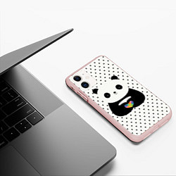 Чехол iPhone 11 матовый Любовь панды, цвет: 3D-светло-розовый — фото 2