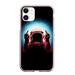 Чехол iPhone 11 матовый Spaceman, цвет: 3D-светло-розовый