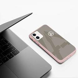 Чехол iPhone 11 матовый Linkin Park: Grey style, цвет: 3D-светло-розовый — фото 2