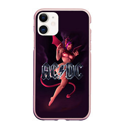 Чехол iPhone 11 матовый AC/DC: Devil Girl, цвет: 3D-светло-розовый