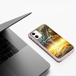 Чехол iPhone 11 матовый Удар молнии, цвет: 3D-светло-розовый — фото 2