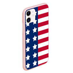 Чехол iPhone 11 матовый USA Flag, цвет: 3D-светло-розовый — фото 2