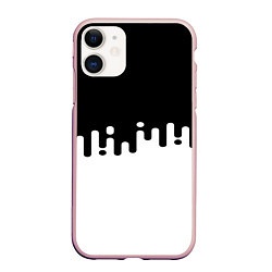 Чехол iPhone 11 матовый Чёрно-белый узор, цвет: 3D-светло-розовый