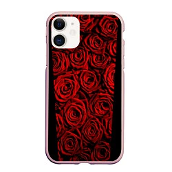 Чехол iPhone 11 матовый Унисекс / Красные розы, цвет: 3D-светло-розовый