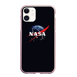 Чехол iPhone 11 матовый NASA: Black Space, цвет: 3D-светло-розовый