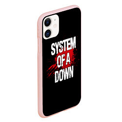 Чехол iPhone 11 матовый System of a Down Blood, цвет: 3D-светло-розовый — фото 2