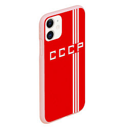Чехол iPhone 11 матовый Cборная СССР, цвет: 3D-светло-розовый — фото 2