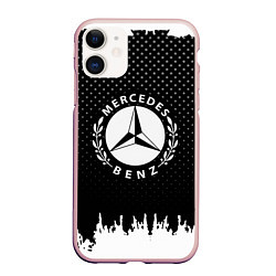 Чехол iPhone 11 матовый Mercedes-Benz: Black Side, цвет: 3D-светло-розовый