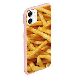Чехол iPhone 11 матовый Картофель фри, цвет: 3D-светло-розовый — фото 2