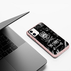 Чехол iPhone 11 матовый In Flames: Skeleton King, цвет: 3D-светло-розовый — фото 2