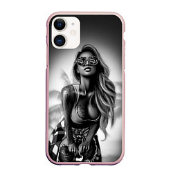 Чехол iPhone 11 матовый Trap Girl, цвет: 3D-светло-розовый