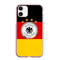 Чехол iPhone 11 матовый Немецкий футбол, цвет: 3D-светло-розовый
