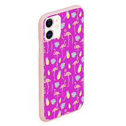 Чехол iPhone 11 матовый Тропическое наслаждение, цвет: 3D-светло-розовый — фото 2