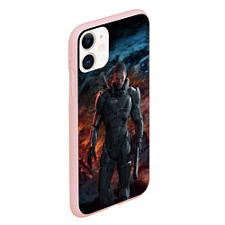 Чехол iPhone 11 матовый Mass Effect: Soldier, цвет: 3D-светло-розовый — фото 2