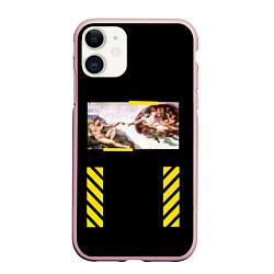 Чехол iPhone 11 матовый Off White: The Creation of Adam, цвет: 3D-светло-розовый