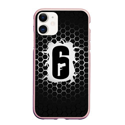 Чехол iPhone 11 матовый R6S: Carbon Symbon, цвет: 3D-светло-розовый
