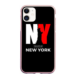Чехол iPhone 11 матовый New York City, цвет: 3D-светло-розовый