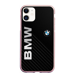 Чехол iPhone 11 матовый BMW, цвет: 3D-светло-розовый