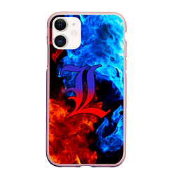 Чехол iPhone 11 матовый L letter fire, цвет: 3D-светло-розовый