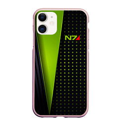 Чехол iPhone 11 матовый Mass Effect N7, цвет: 3D-светло-розовый