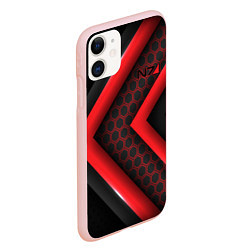 Чехол iPhone 11 матовый Mass Effect N7, цвет: 3D-светло-розовый — фото 2