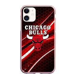 Чехол iPhone 11 матовый CHICAGO BULLS, цвет: 3D-светло-розовый