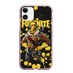 Чехол iPhone 11 матовый Fortnite, цвет: 3D-светло-розовый