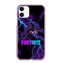 Чехол iPhone 11 матовый FORTNITE RAVEN, цвет: 3D-светло-розовый