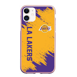 Чехол iPhone 11 матовый LA LAKERS, цвет: 3D-светло-розовый