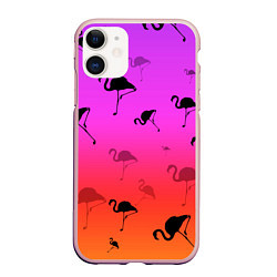 Чехол iPhone 11 матовый Фламинго, цвет: 3D-светло-розовый
