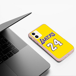 Чехол iPhone 11 матовый Kobe Bryant 24, цвет: 3D-светло-розовый — фото 2
