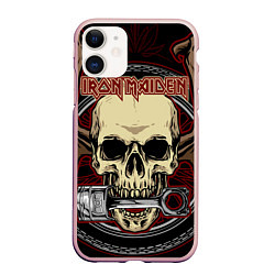 Чехол iPhone 11 матовый Iron Maiden, цвет: 3D-светло-розовый