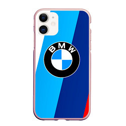 Чехол iPhone 11 матовый BMW, цвет: 3D-светло-розовый