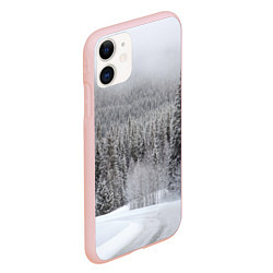 Чехол iPhone 11 матовый Зимняя природа, цвет: 3D-светло-розовый — фото 2